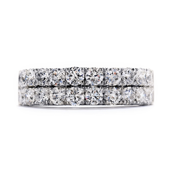 1.04ctw Hearts on Fire Diamond VS-SI Clarity; GH Colour Truly Classic Double Row 18K White Gold Ring