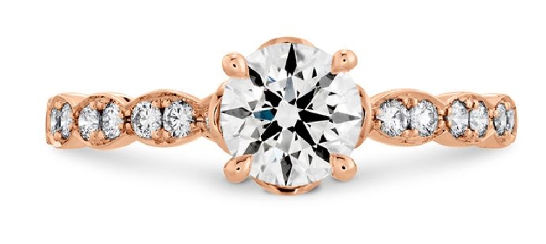 0.21ctw Hearts on Fire Diamond VS-SI Clarity; IJ Colour Lorelei Floral Solitaire 18K Rose Gold Ring