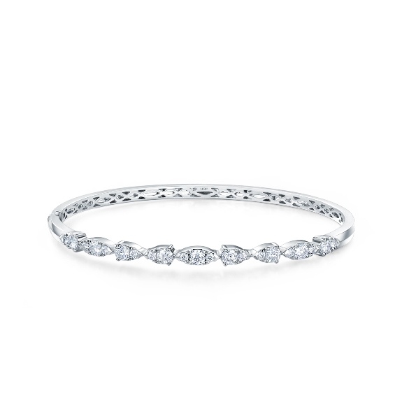 1.18ctw Hearts on Fire Diamond VS-SI Clarity; GH Colour Aerial Dewdrop 18K White Gold Bangle - Large