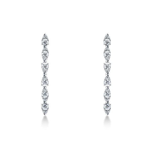 1.24ctw Hearts on Fire Diamond VS-SI Clarity; GH Colour Aerial Dewdrop Stiletto 18K White Gold Stud Earrings