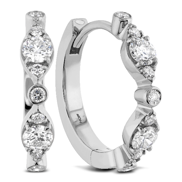 0.361ctw Hearts on Fire Diamond VS-SI Clarity; GH Colour Bezel Regal 18K White Gold Huggie Earrings