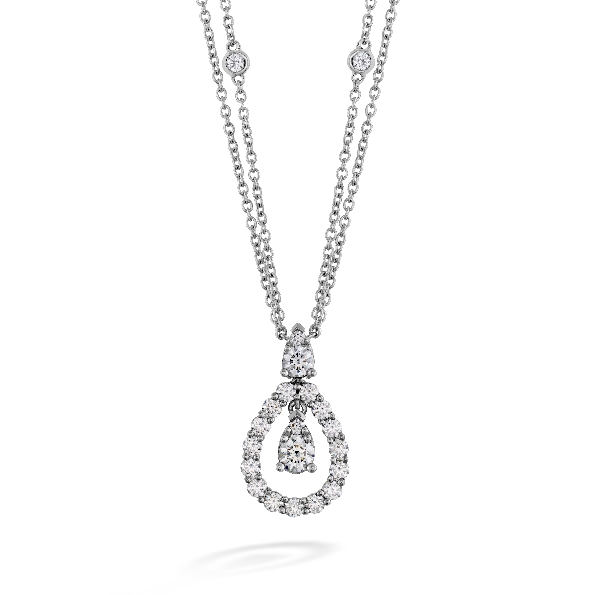 0.83ctw Hearts on Fire Diamond VS-SI Clarity; GH Colour Aerial Drop 18K White Gold Necklace