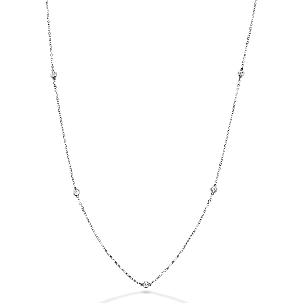 0.23ctw Hearts on Fire Five Diamond VS-SI Clarity; GH Colour Classic Bezel by the Yard 18K White Gold Necklace - 18 Inch