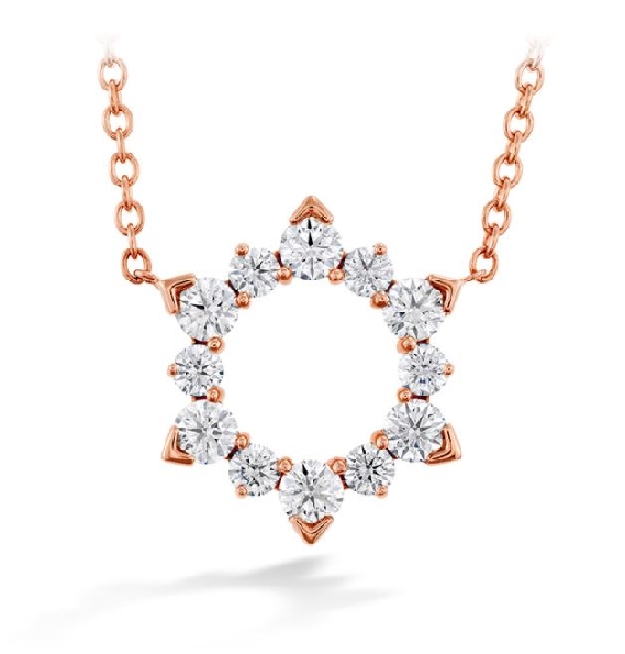 0.45ctw Hearts on Fire Diamond VS-SI Clarity; IJ Colour Aerial Eclipse 18K Rose Gold Necklace