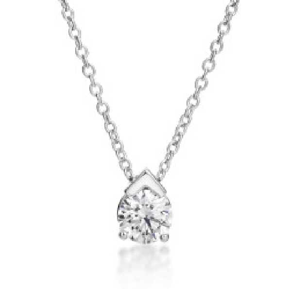 0.24ctw Hearts on Fire Diamond VS-SI Clarity; IJ Colour Aerial Single Diamond 18K White Gold Pendant and Chain