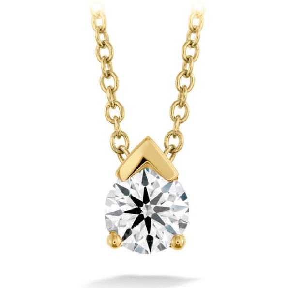 0.20ctw Hearts on Fire Diamond VS-SI Clarity; IJ Colour Aerial Single Diamond 18K Yellow Gold Pendant and Chain