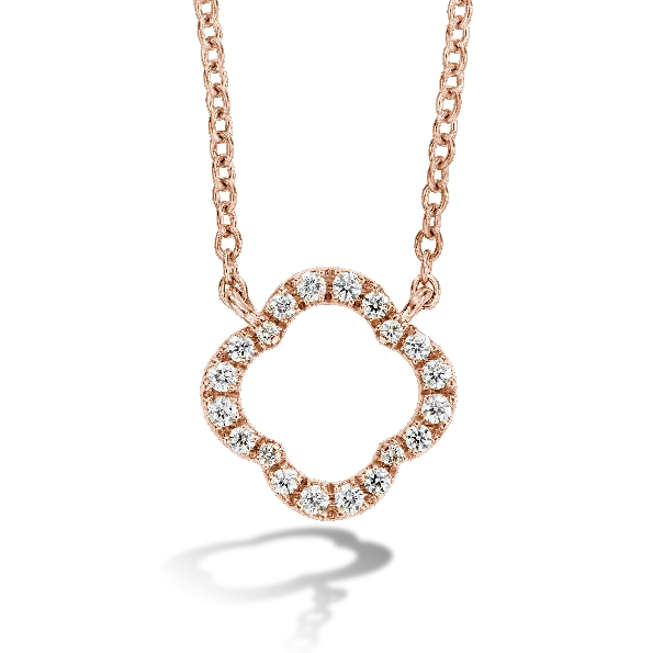 0.09ctw Hearts on Fire Diamond VS-SI Clarity; GH Colour Signature Petal 18K Rose Gold Necklace - 18 Inch