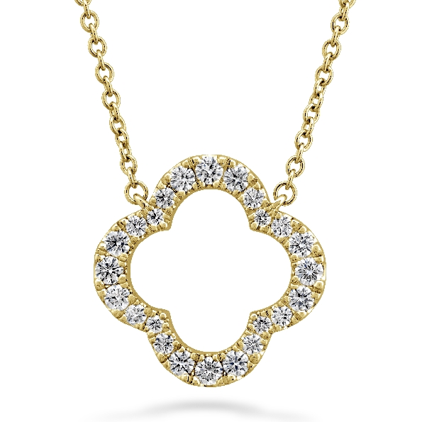 0.34ctw Hearts on Fire Diamond VS-SI Clarity; GH Colour Signature Petal Medium 18K Yellow Gold Necklace - 18 Inch