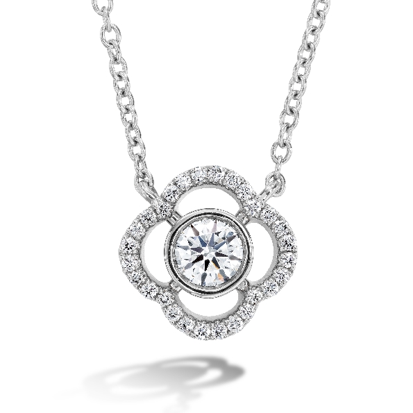 0.26ctw Hearts on Fire Diamond VS-SI Clarity; GH Colour Signature Petal Bezel 18K White Gold Necklace - 18 Inch