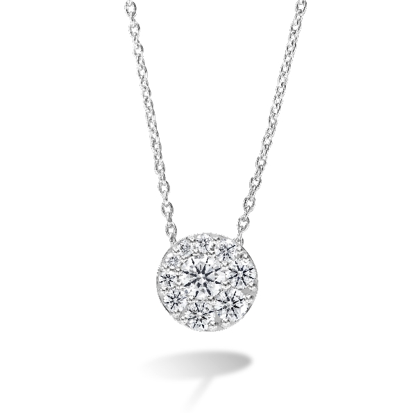 0.54ctw Hearts on Fire Diamond VS-SI Clarity; GH Colour Tessa Circle 18K White Gold Pendant with 18 Inch Adjustable Chain