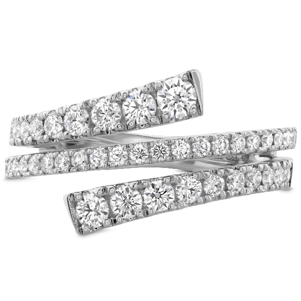 0.73ctw Hearts on Fire Diamond VS-SI Clarity; GH Colour Grace Wrap 18K White Gold Right Hand Ring