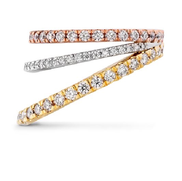 1.506ctw Hearts on Fire Diamond VS-SI Clarity; GH Colour with 0.006ct Pink Sapphire Bring The Drama Power 18K Rose/Yellow Gold & Platinum Band - Hayley Paige for Hearts on Fire