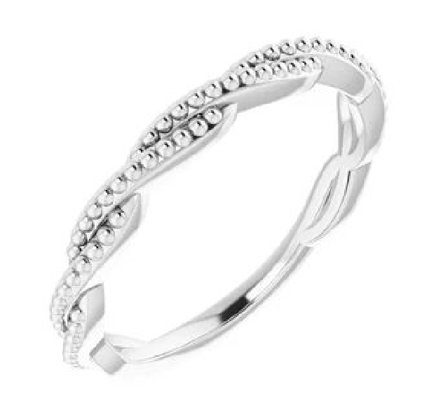 Twisted Bead Stackable Sterling Silver Ring
