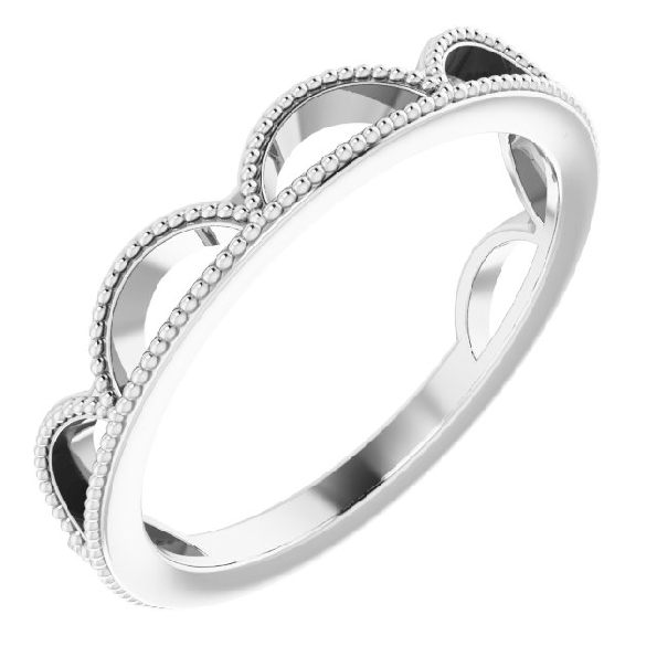 Beaded Crown Stackable Sterling Silver Ring