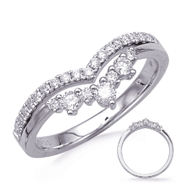 0.44ctw Diamond SI1 Clarity; G Colour Double Row Pointed 14K White Gold Ring