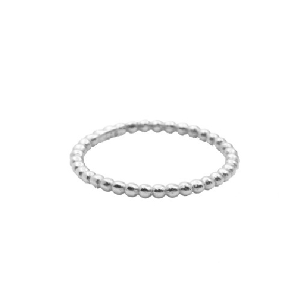 Thin Bead Design Sterling Silver Ring - Size 5
