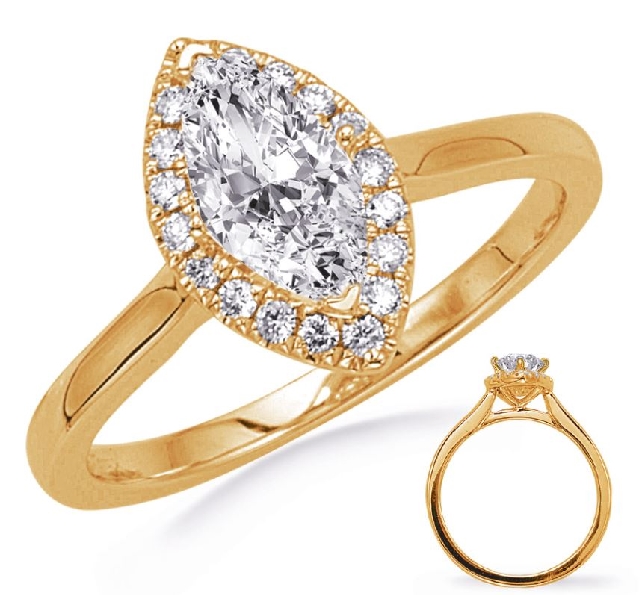 0.24ctw SI1 Clarity; G Colour Halo Marquise Solitaire 14K Yellow Gold Ring - Fits 2ct Centre
*Centre not included