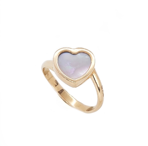 Heart Love Lock Mother of Pearl 18K Rose Gold Ring By Ponte Vecchio Gioielli