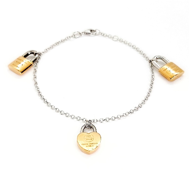 Love Locket 18K White and Rose Gold Bracelet By Ponte Vecchio Gioielli