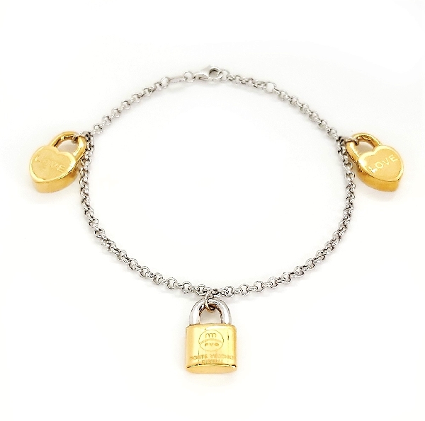 Love Locket 18K White and Yellow Gold Bracelet By Ponte Vecchio Gioielli