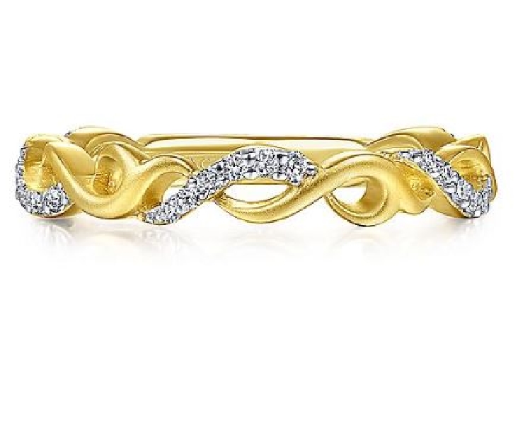 0.15ctw Diamond Scroll Design 14K Gold Ring - Size 5 1/2 