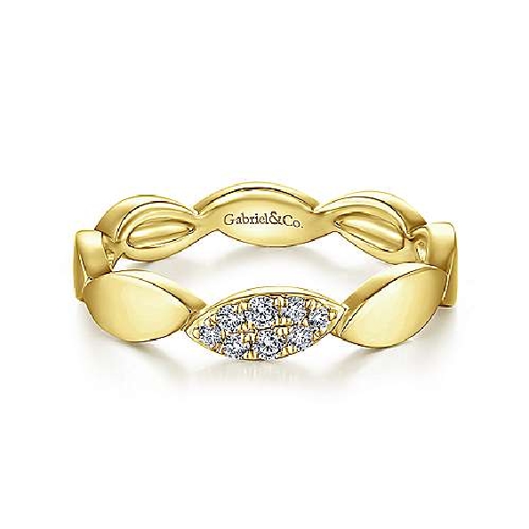 0.09ctw Diamond Marquise Shape Stackable 14K Yellow Gold Ring by Gabriel & Co - Serial No. S948485