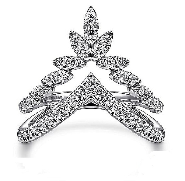 0.52ctw Diamond Double Chevron V 14K White Gold Ring from the Lusso Collection by Gabriel & Co - Serial No. S1041344 - Size 6 1/2