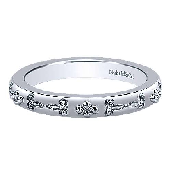 Floral Pattern Sterling Silver Ring from Stackable Collection by Gabriel & Co. - Serial No. S344395