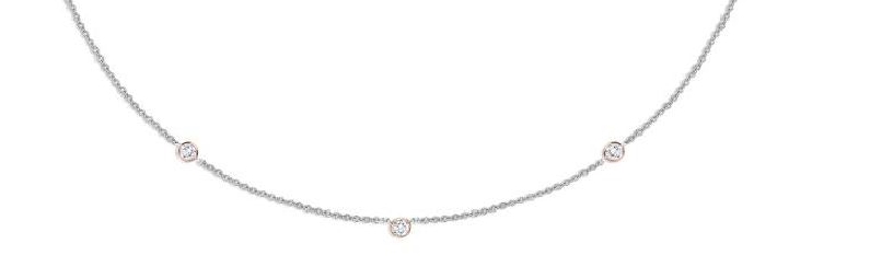 Cascade 3-Stone 0.21ctw Diamond SI Clarity; GH Colour 18K White Gold Necklace by Memoire
