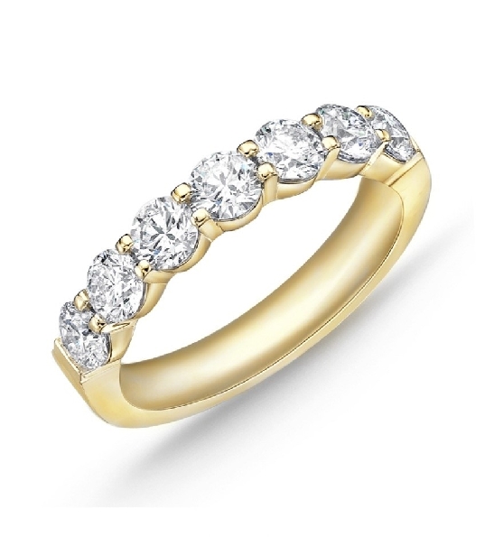 Petite Prong 7 Stone 1.545ctw Diamond SI Clarity; GH Colour 18K Yellow Gold Band by Memoire