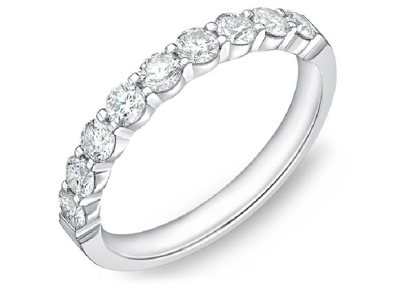 Petite Prong 9 Stone 0.723ctw Diamond SI Clarity; GH Colour 18K White Gold Band by Memoire