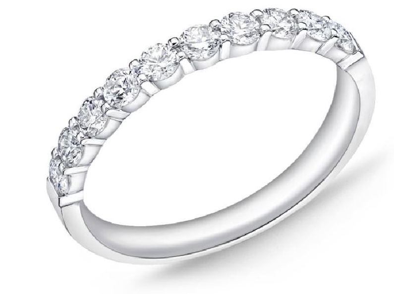 Petite Prong 10 Stone 0.524ctw Diamond SI Clarity; GH Colour 18K White Gold Band by Memoire