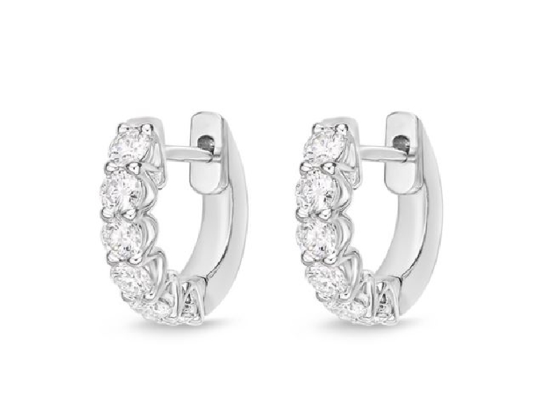 Small Round 0.563ctw Diamond SI Clarity; GH Colour 18K White Gold Hoop Earrings by Memoire