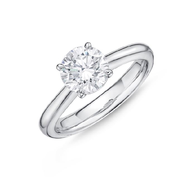 4 Prong Round Solitaire 18K White Gold Ring by Memoire - fits 1/2 carat centre