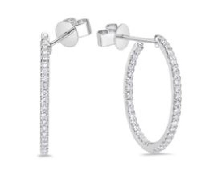 Odessa 0.757ctw Diamond SI Clarity; GH Colour 18K White Gold Hoop Earrings by Memoire