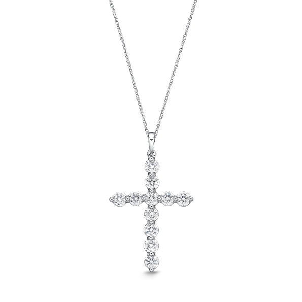 Single Prong Cross 0.72ctw Diamond SI Clarity; GH Colour 18K White Gold Pendant and Chain by Memoire