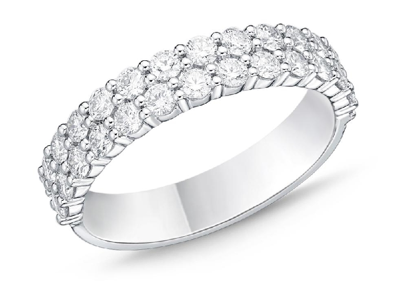 Paramount Half Round 1.053ctw Diamond SI Clarity; GH Colour 18K White Gold Double Row Band by Memoire