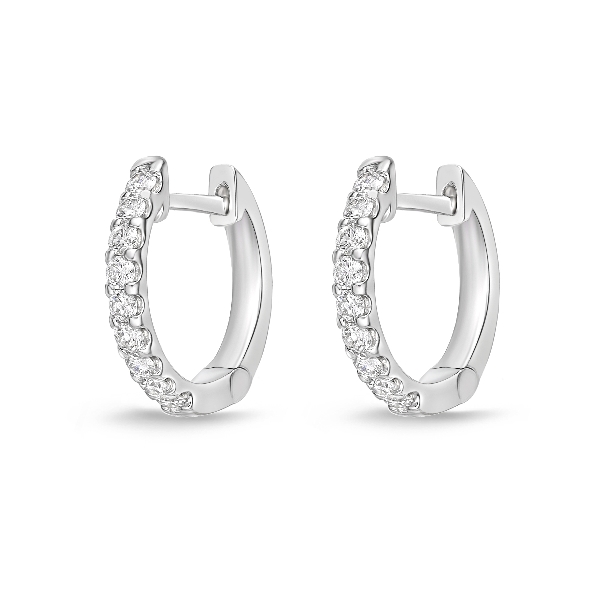 Odessa 0.24ctw Diamond SI Clarity; GH Colour 18K White Gold Huggie Earrings by Memoire