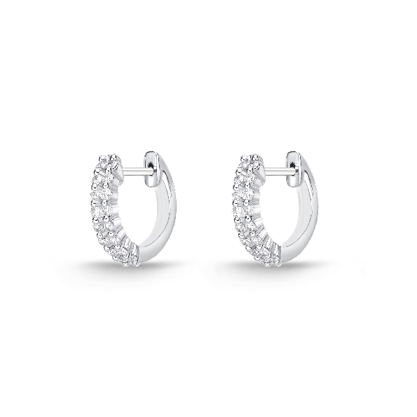 Double Row 0.227ctw Diamond SI Clarity; GH Colour 18K White Gold Huggie Earrings by Memoire