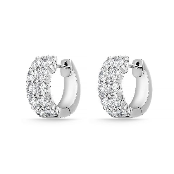 Petite Prong Double Row 2.101ctw Diamond SI Clarity; GH Colour 18K White Gold Huggie Earrings by Memoire