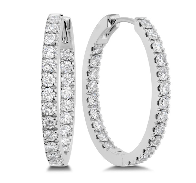 Oval Inside-out 1.619ctw Diamond SI Clarity; GH Colour 18K White Gold Hoop Earrings by Memoire