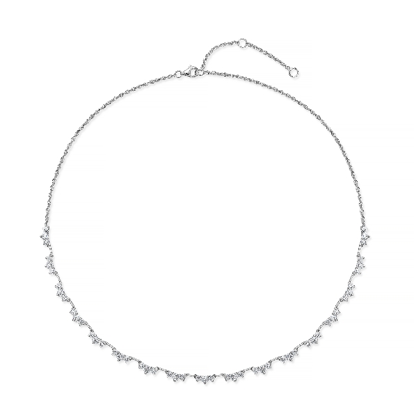 Trinity Half Line 3.72ctw Diamond SI Clarity; GH Colour 18K White Gold Necklace by Memoire