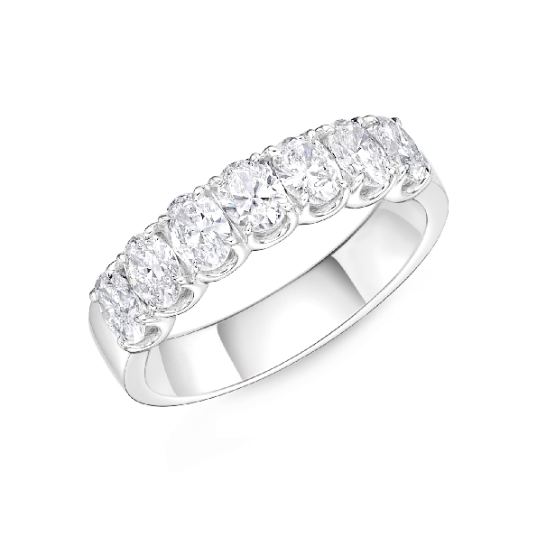 Geo Arts 7 Stone Oval 1.43ctw Diamond SI Clarity; GH Colour 18K White Gold Band by Memoire