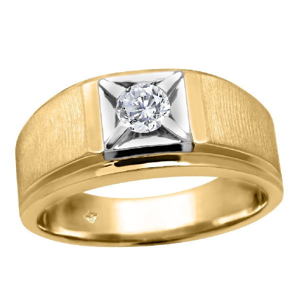 0.283ct Fire and Ice Canadian Diamond I1 Clarity; G-I Colour (CAD201122) 10K Yellow and White Gold Gents Solitaire Ring - Made in Canada