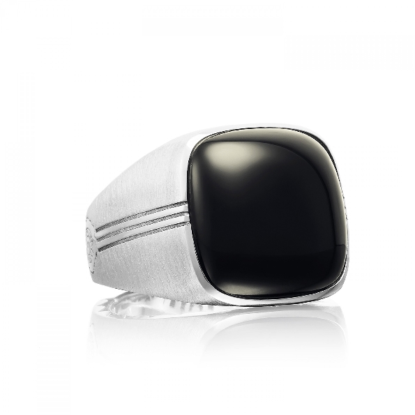 Tacori Gents Black Onyx 17X17 mm Cushion Sterling Silver Ring - Size 11 - 50% off Black Friday Event - Final Sale