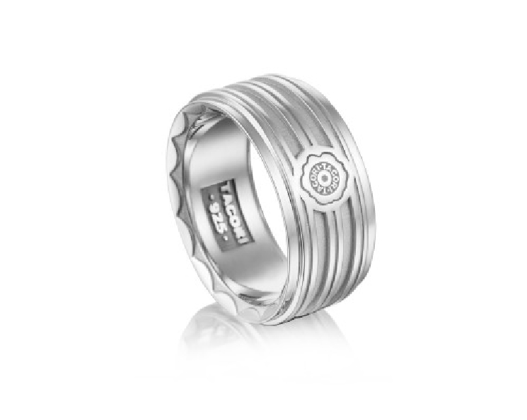 Tacori Gents 11mm Monterey Roadster Racing Lines Sterling Silver Band - Size 11 - 50% Off Black Friday Event - Final Sale