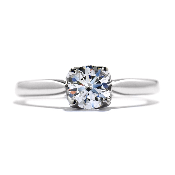 Simply Bridal Leaf Solitaire with 0.006ct Signature Diamond 18K White Gold Ring by Hearts on Fire
