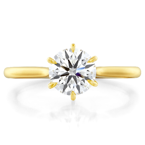Camilla Four Prong Solitaire 18K Yellow Gold Ring by Hearts on Fire - fits 1 carat round centre