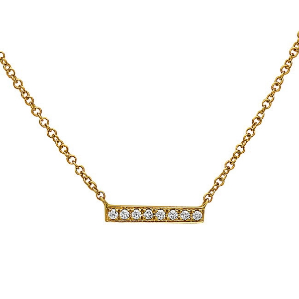 0.06ctw Diamond Bar 14K Yellow Gold Necklace by Bassali Jewellery - 18 Inch Adjustable