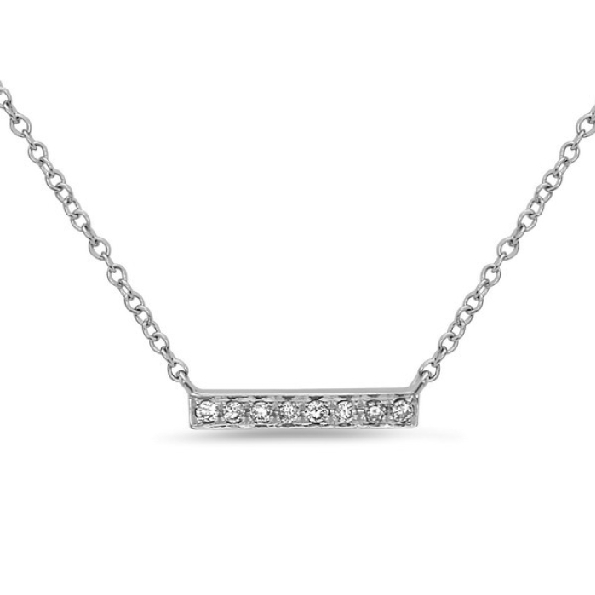 0.06ctw Diamond Bar 14K White Gold Necklace by Bassali Jewellery - 18 Inch Adjustable